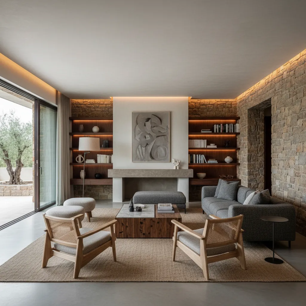 Sala de estar contemporánea diseñada por un estudio profesional de interiorismo