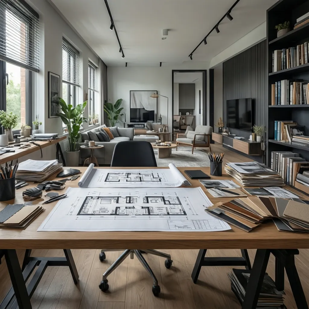 Proyecto de interiorismo con materiales y distribución planificada