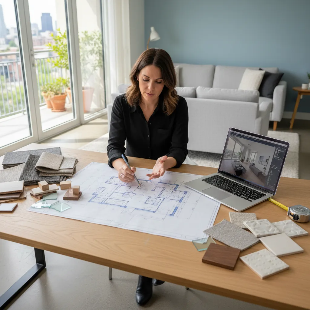 persona diseñando la distribución de su propia casa en un plano