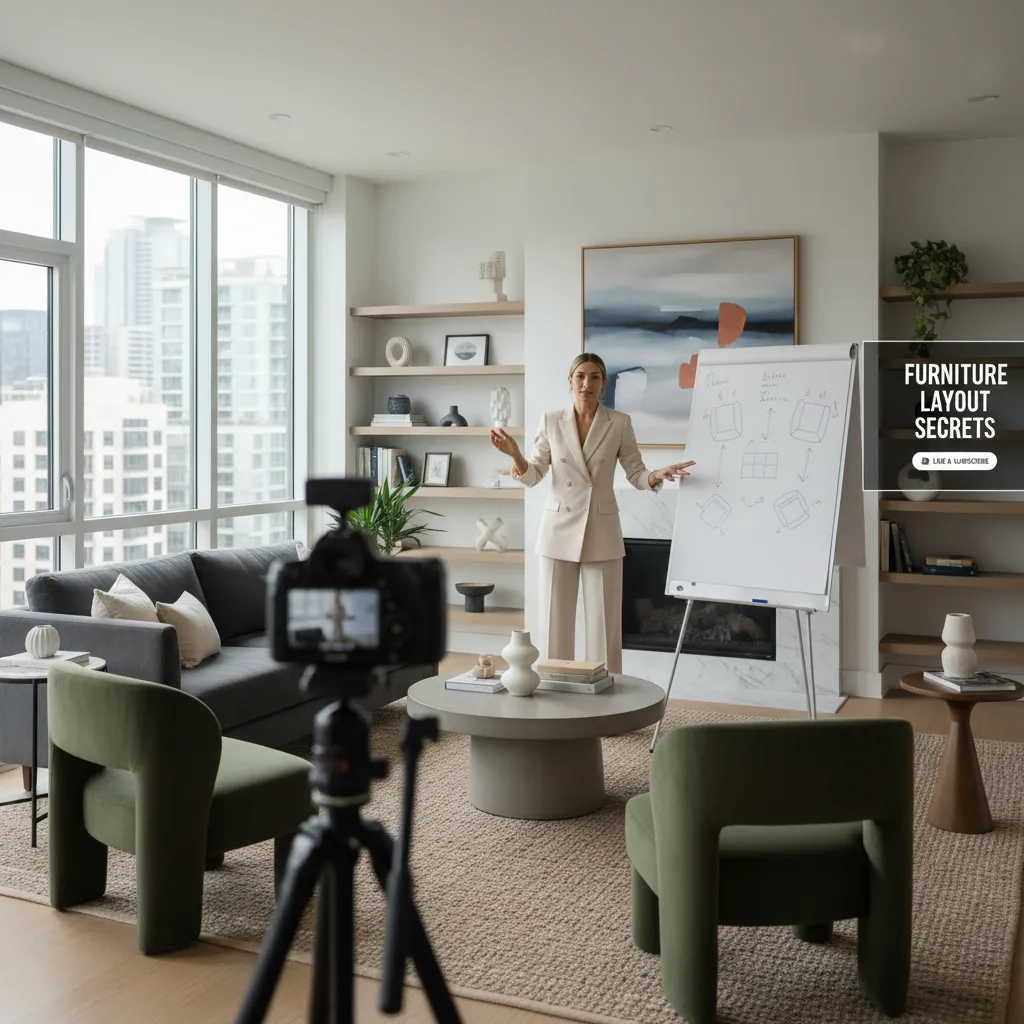 Creador de contenido grabando un video sobre diseño de interiores