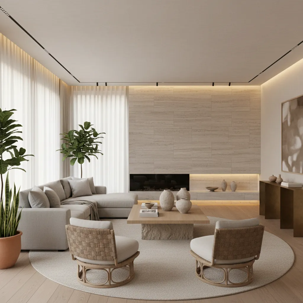 Salón moderno diseñado por un decorador profesional