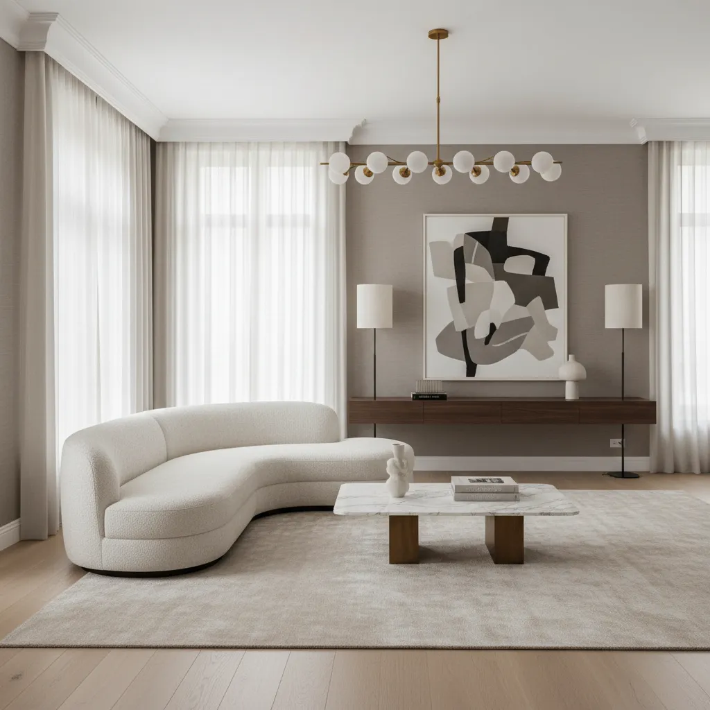 Interior elegante con decoración mínima y muebles de diseño