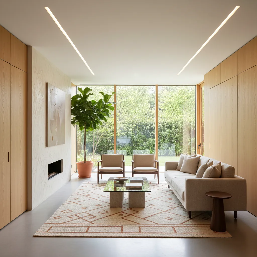 Interior terminado de una vivienda moderna con diseño equilibrado