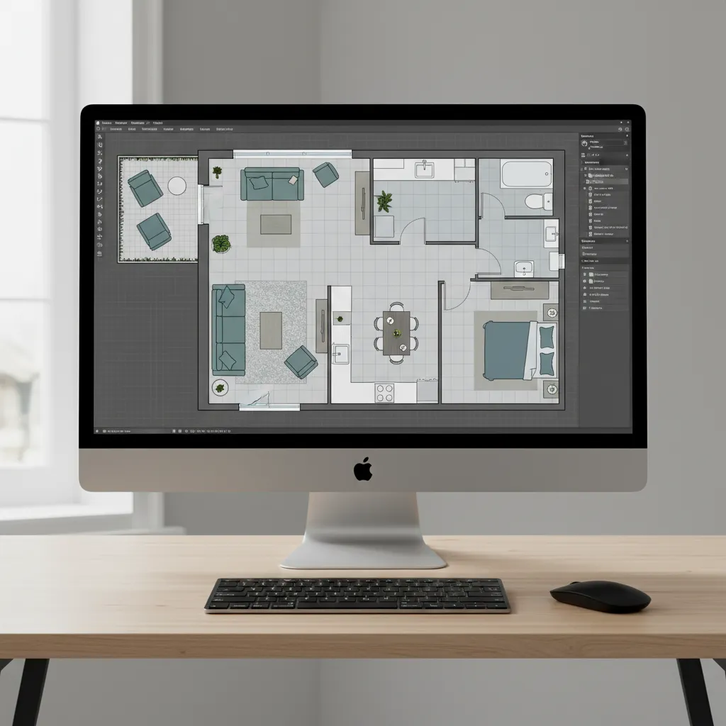 digital floor plan layout of a residential apartment created with interior design software