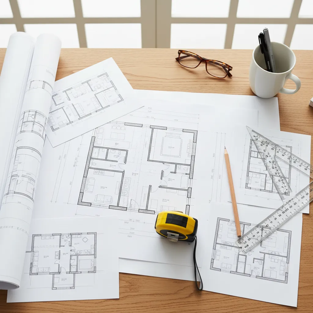 Plano de una vivienda con medidas y distribución de mobiliario