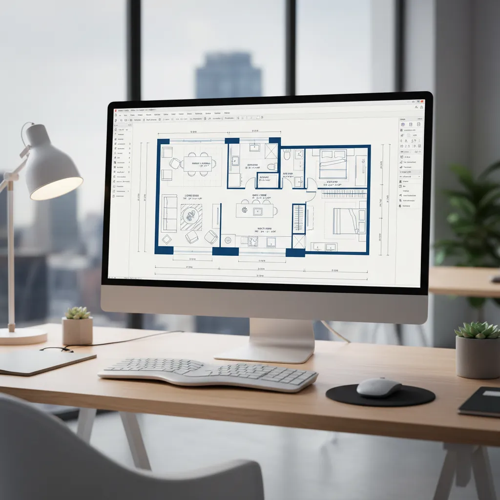 Digital floor plan created in interior design drafting software