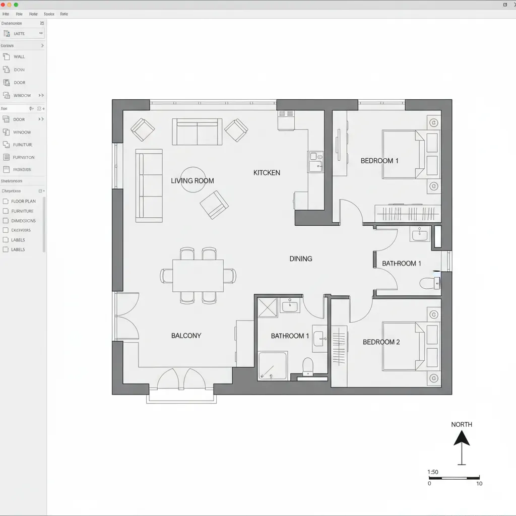 digital interior floor plan layout created with design software