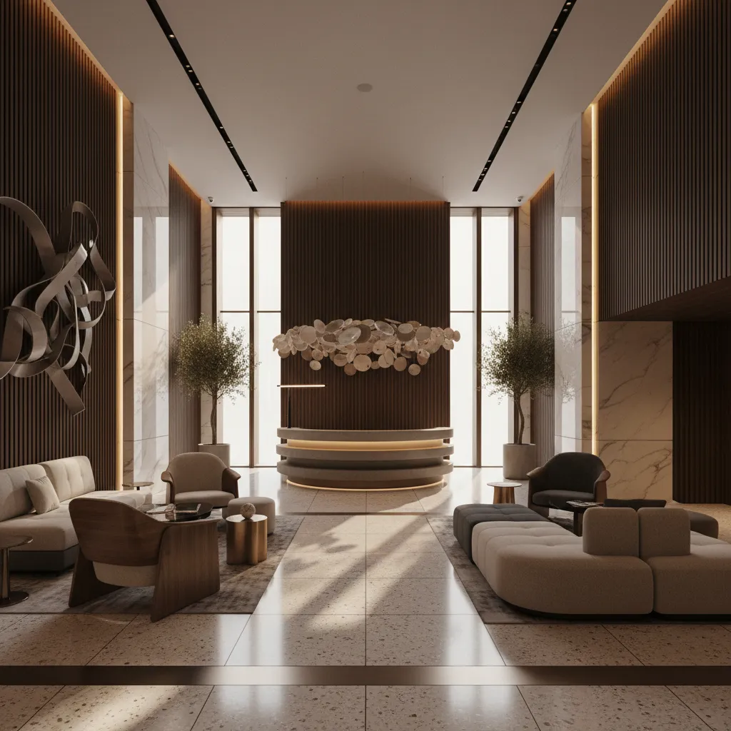 Interior de hotel moderno con diseño conceptual