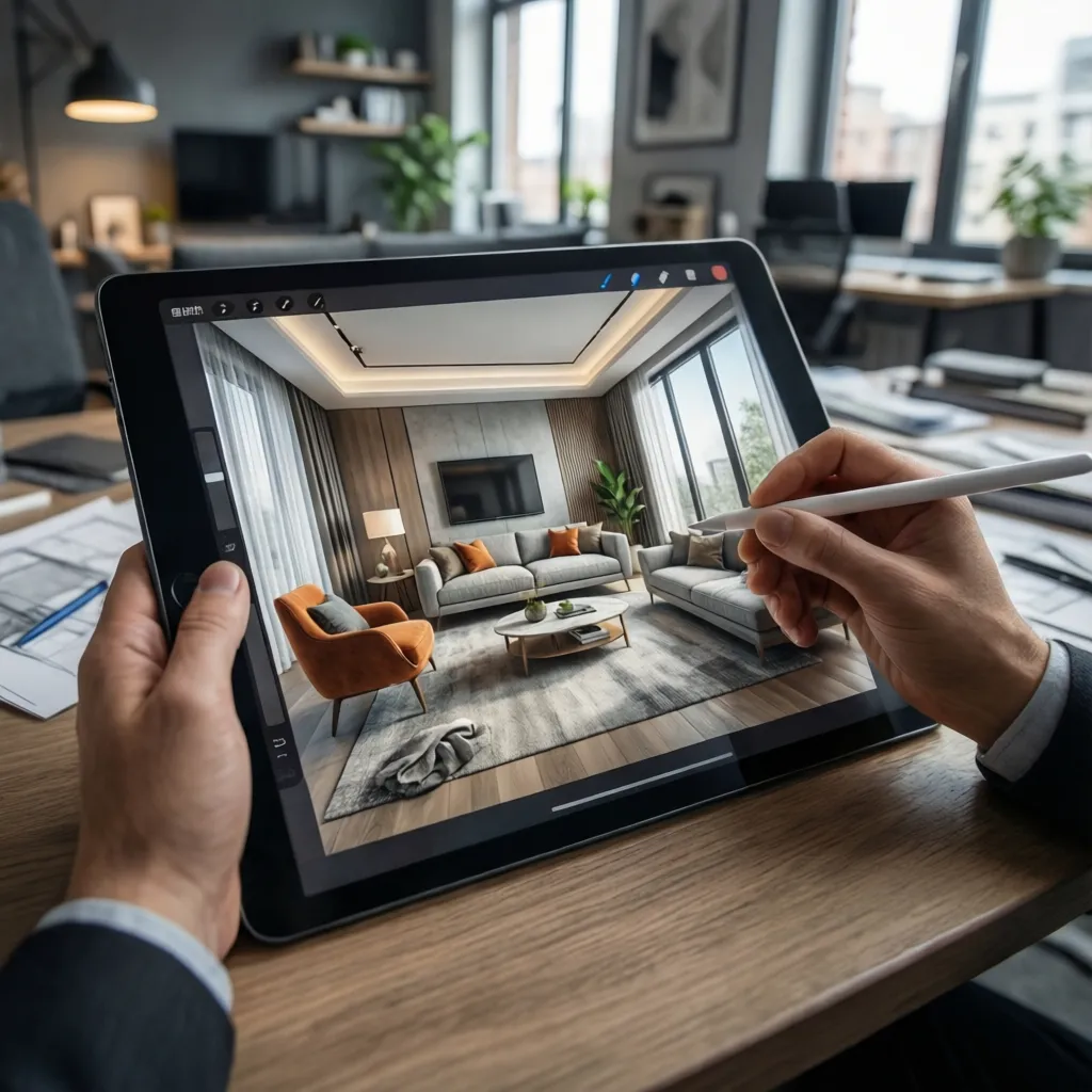 Planificación de distribución de muebles en un espacio interior