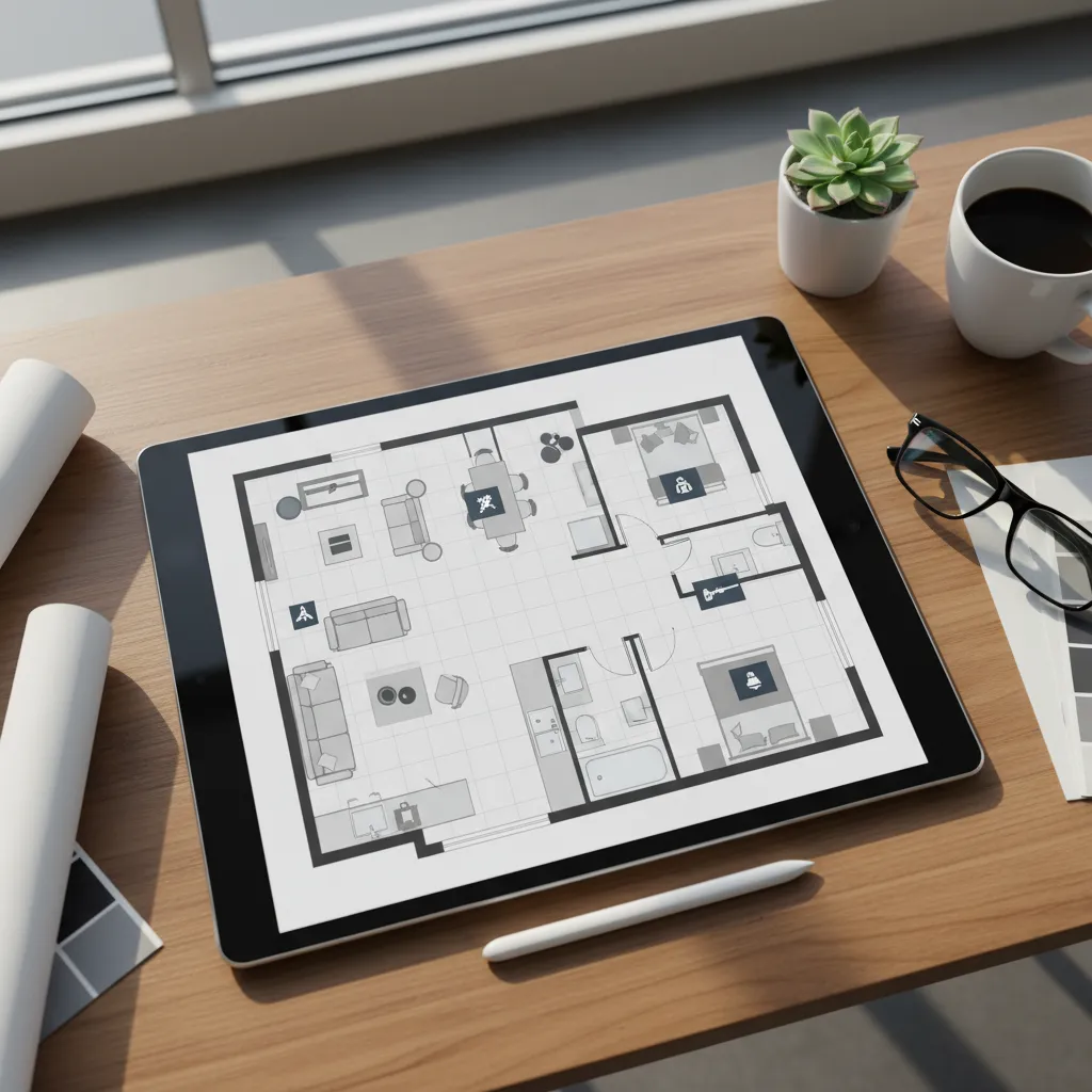 Perencanaan tata letak furnitur pada denah rumah digital