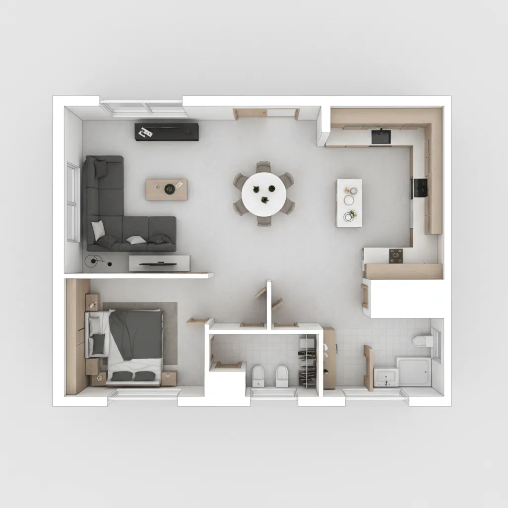 Planificación de distribución interior en plano 3D