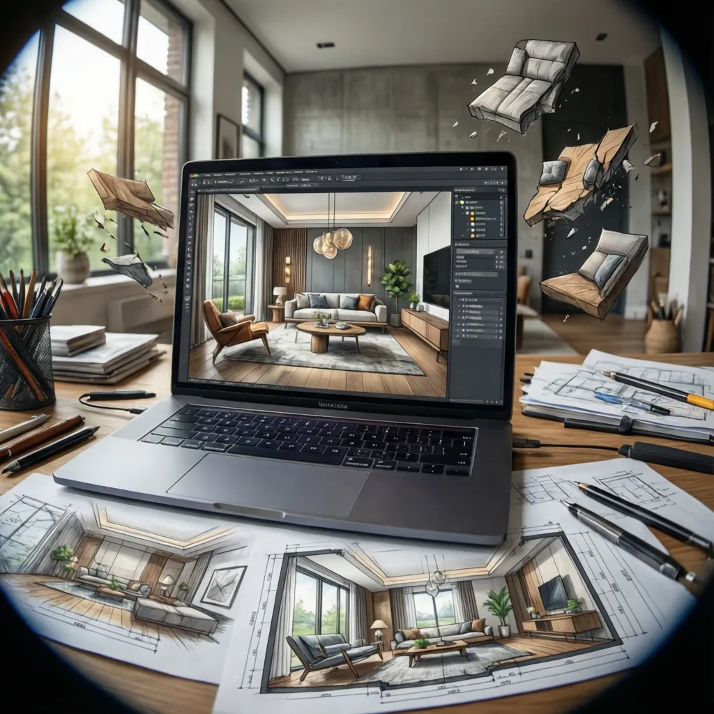 Diseño conceptual de distribución interior en proceso