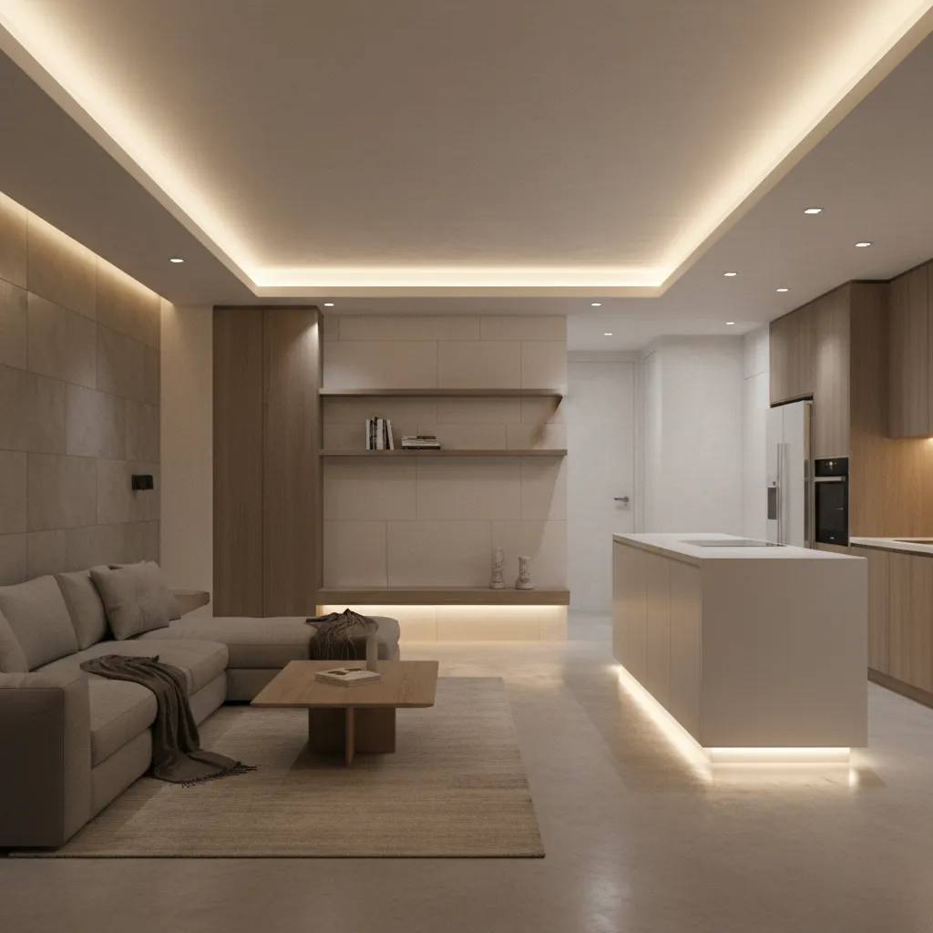 mô phỏng ánh sáng LED dây trong thiết kế 3D