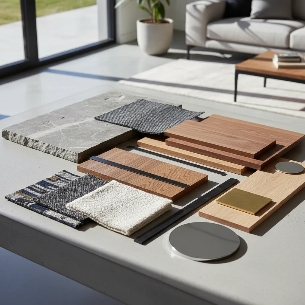 Detalle de materiales y texturas en diseño interior contemporáneo