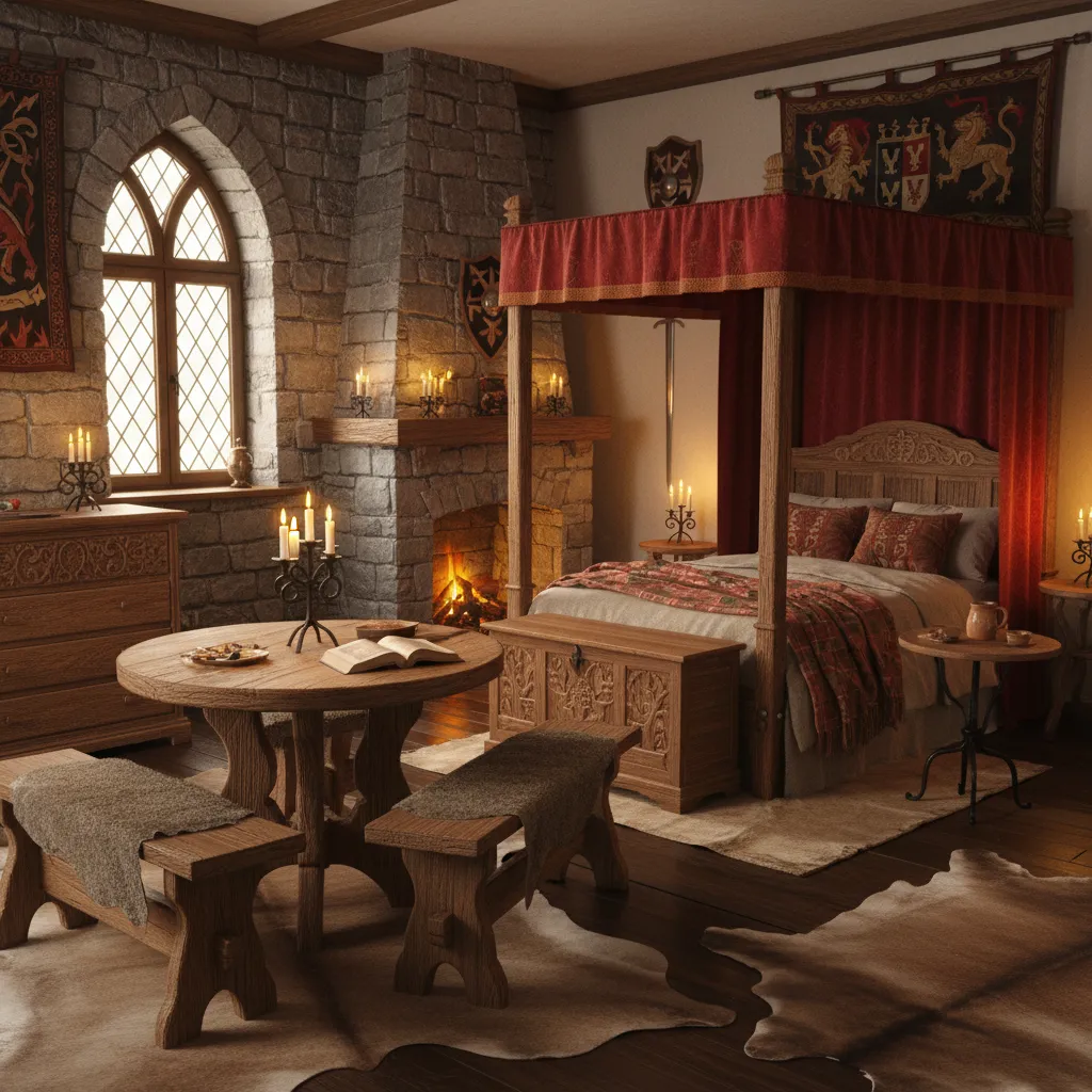 Apartamento pequeño con decoración inspirada en castillo medieval
