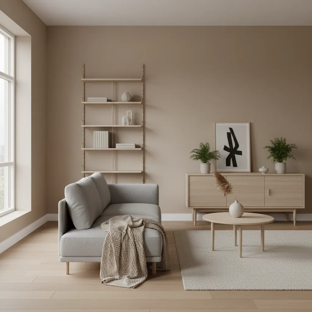 Interior minimalista con pocos muebles y distribución funcional