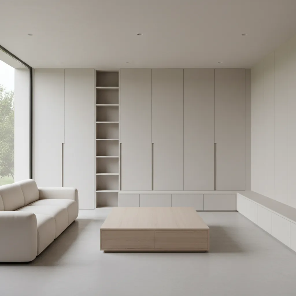 Sala minimalista con pocos muebles y decoración sencilla