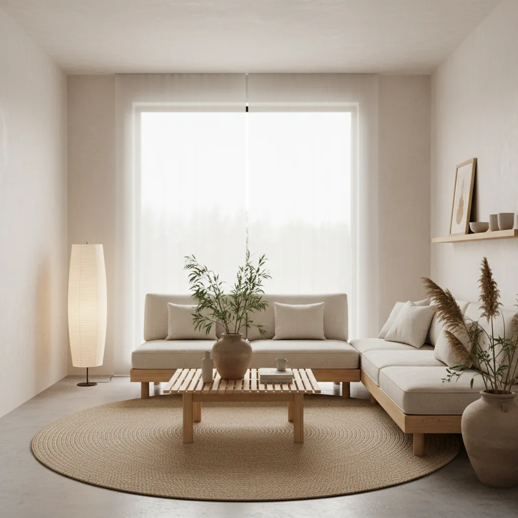 Interior minimalista y luminoso en una casa de tamaño medio