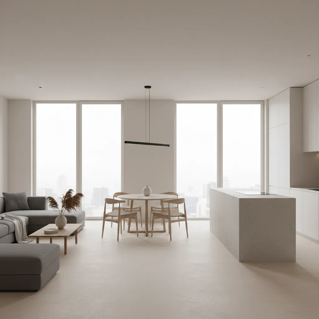 Interior minimalista que hace que una vivienda parezca más grande