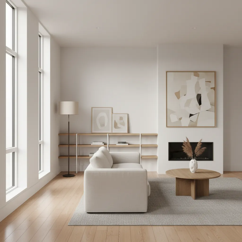 Interior moderno con diseño simple y pocos materiales