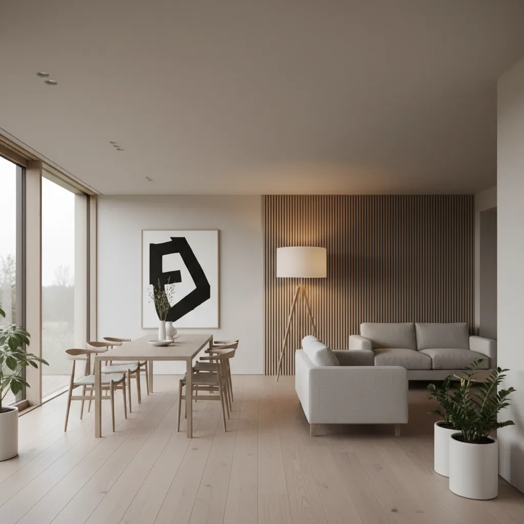 Interior minimalista de casa sencilla con diseño moderno