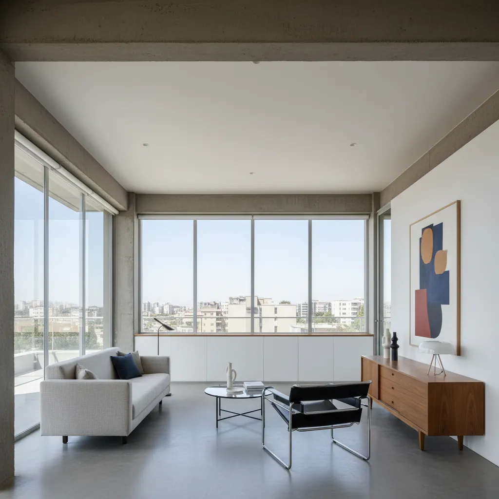Interior moderno inspirado en el movimiento Bauhaus