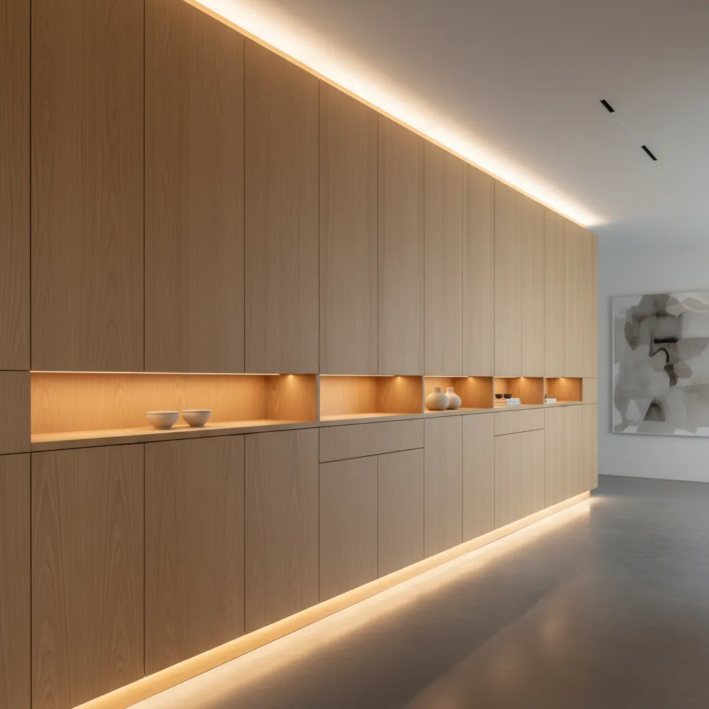 Interior moderno con armarios integrados y diseño minimalista