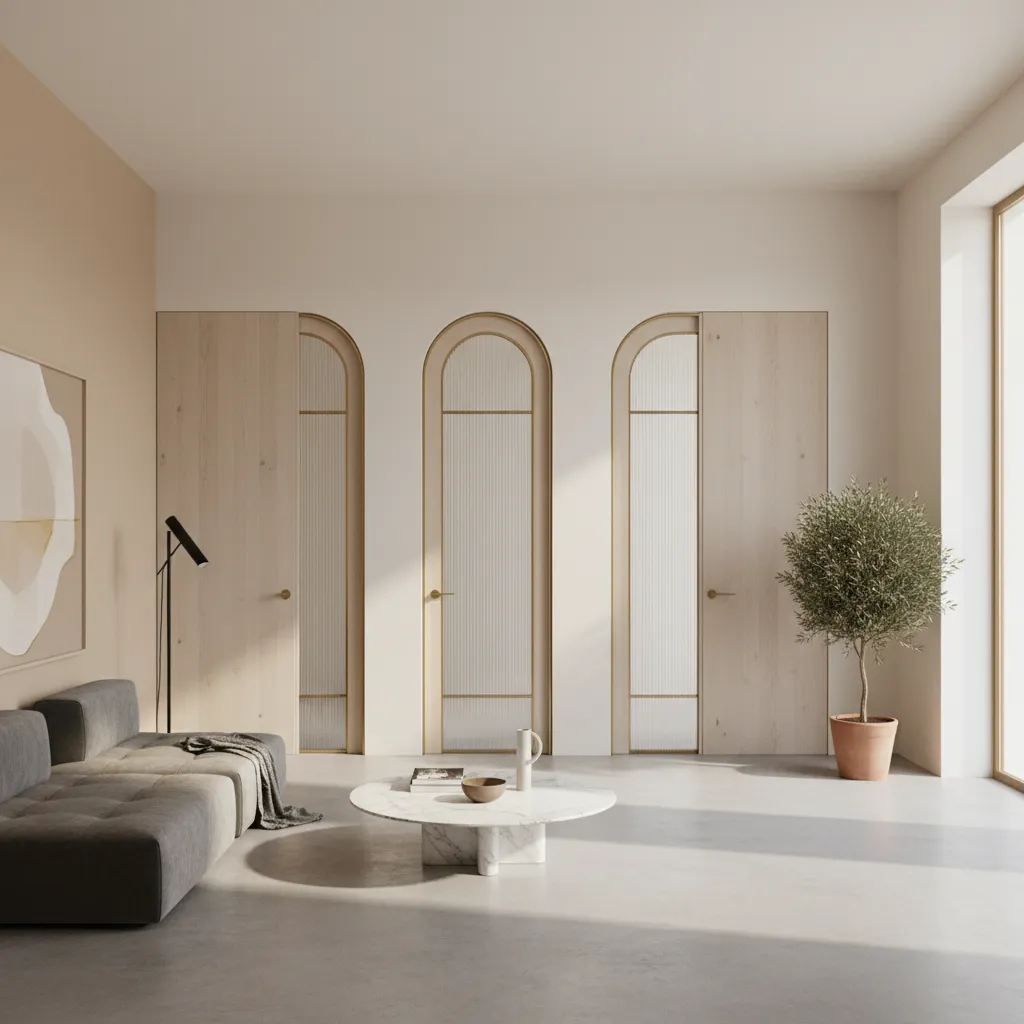 Interior contemporáneo con varias puertas italianas minimalistas