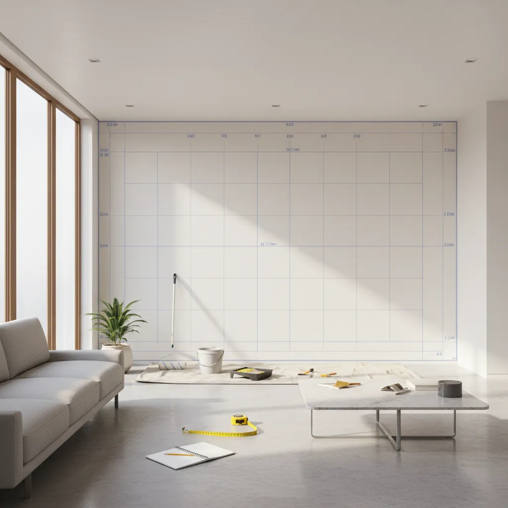 Interior painting layout showing wall measurements used for square foot pricing