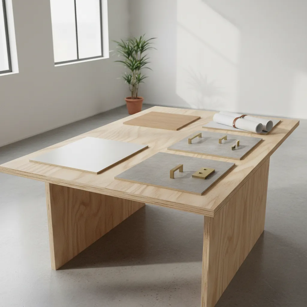 interior design material boards including plywood MDF and decorative finish board samples