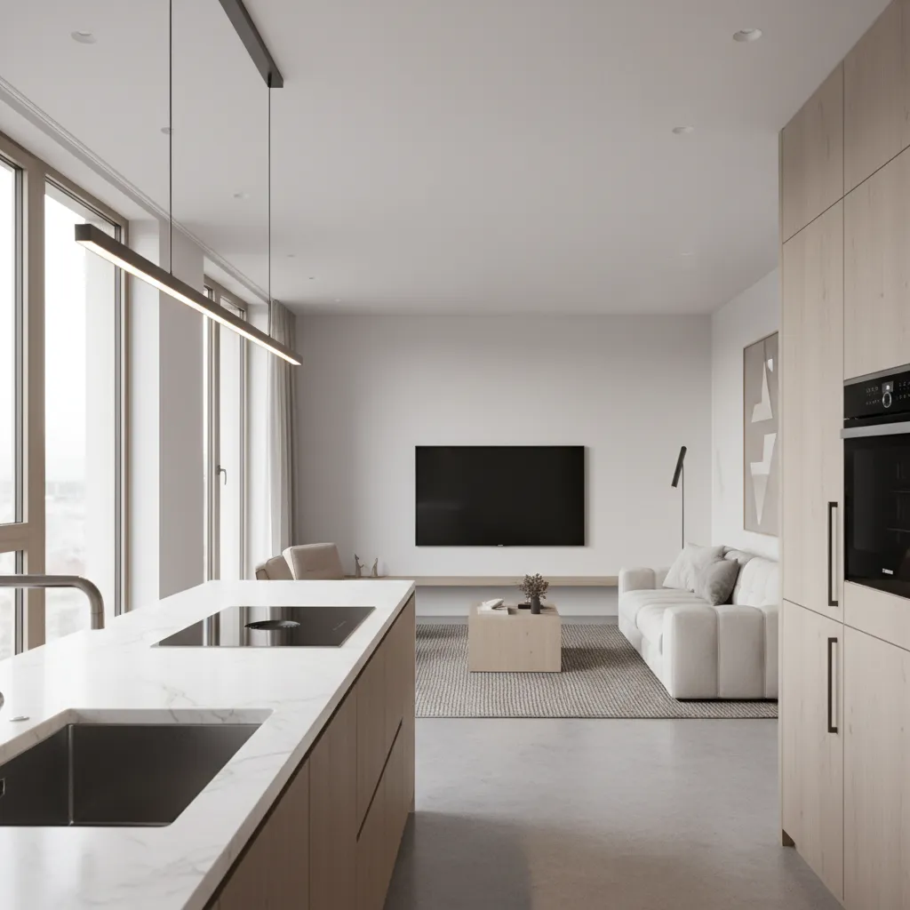 Fotografía de interior con líneas verticales perfectamente rectas