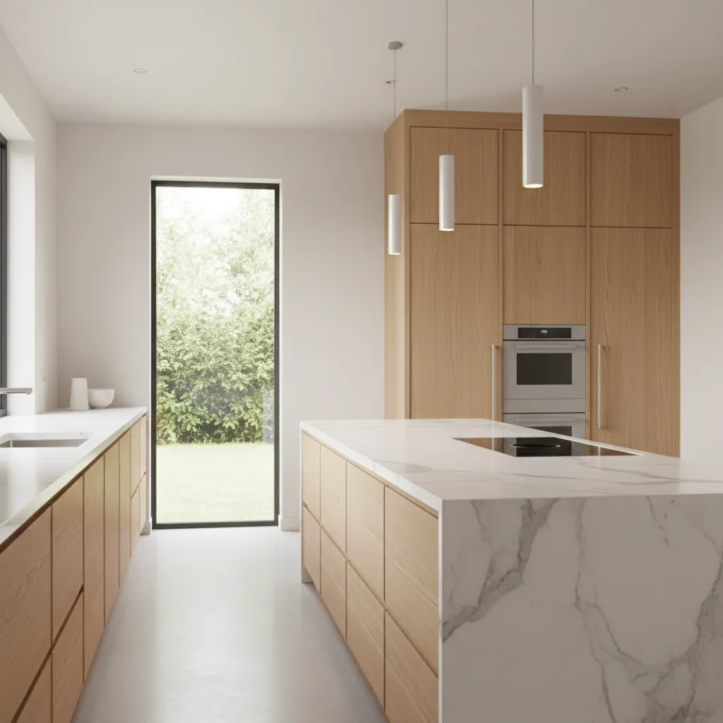 Kitchen interior rendering used to preview cabinet color choices