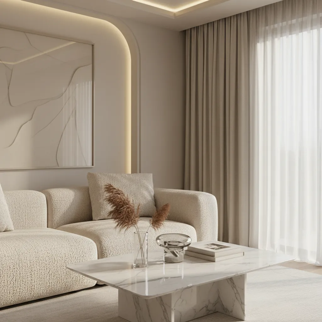close view of materials and lighting details in a 3D interior render