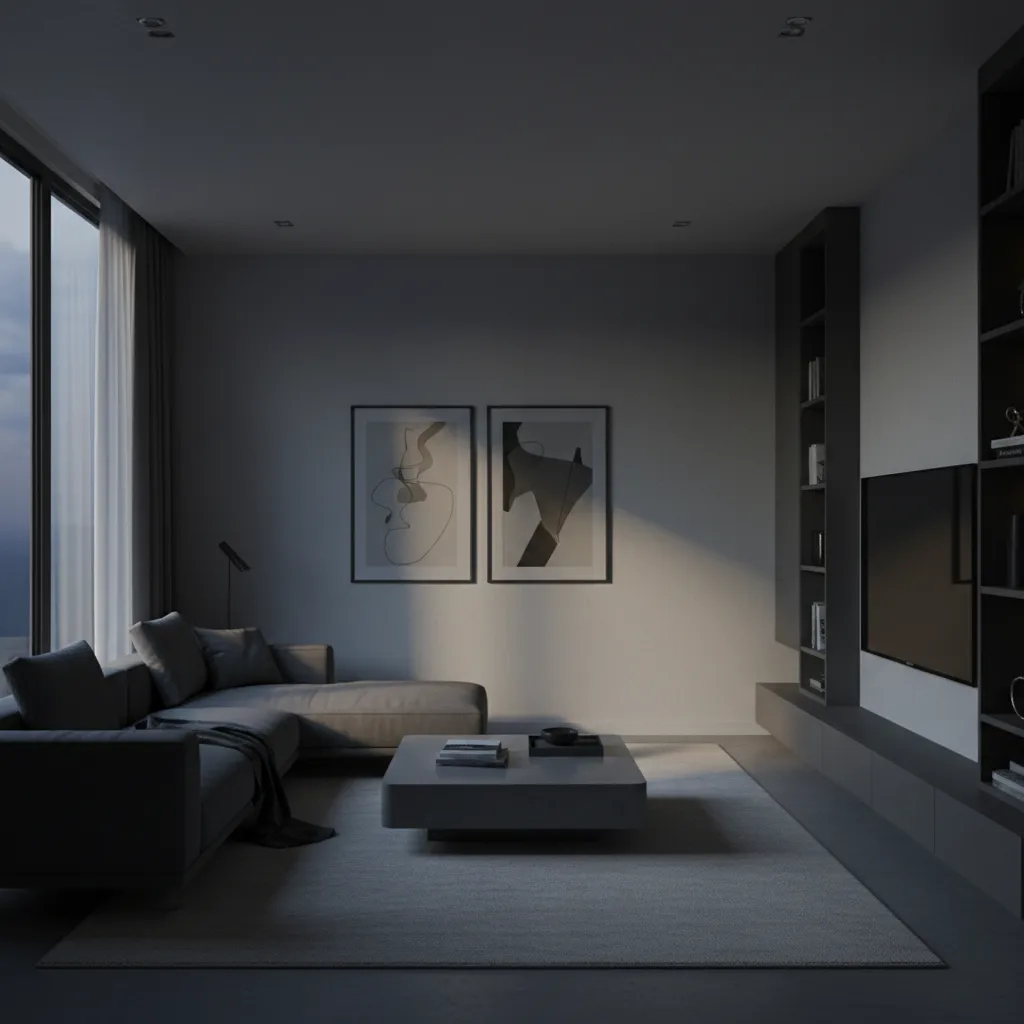 dark 3D rendered room caused by missing lighting setup