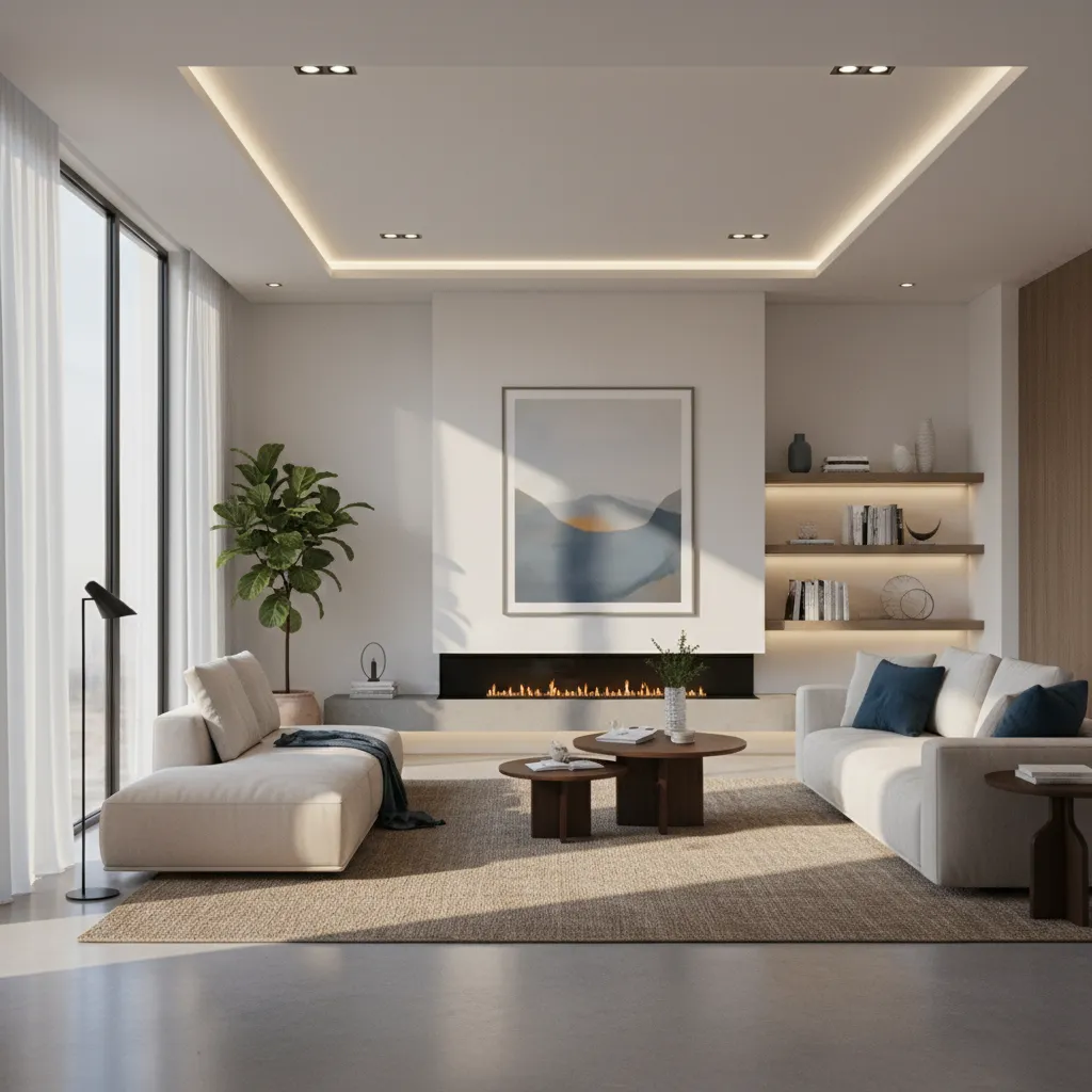 Interior render scene showing multiple lighting sources