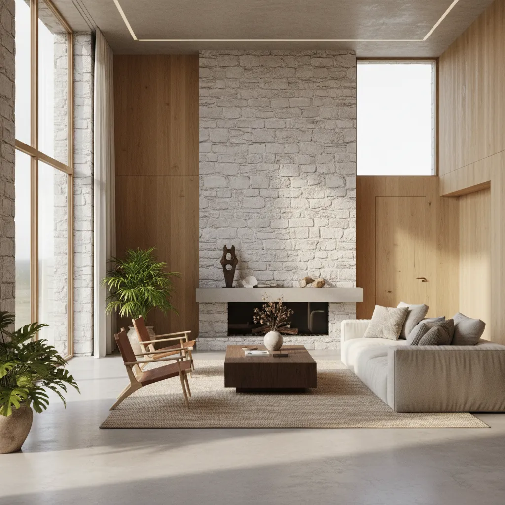 Render realista de salón moderno utilizado para presentar un proyecto de interiorismo