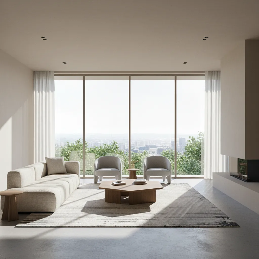 realistic living room interior 3D render used in architectural walkthrough