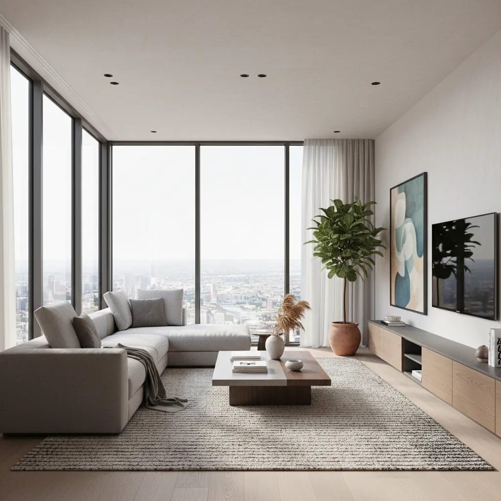 Render realista de interior utilizado como fondo de pantalla