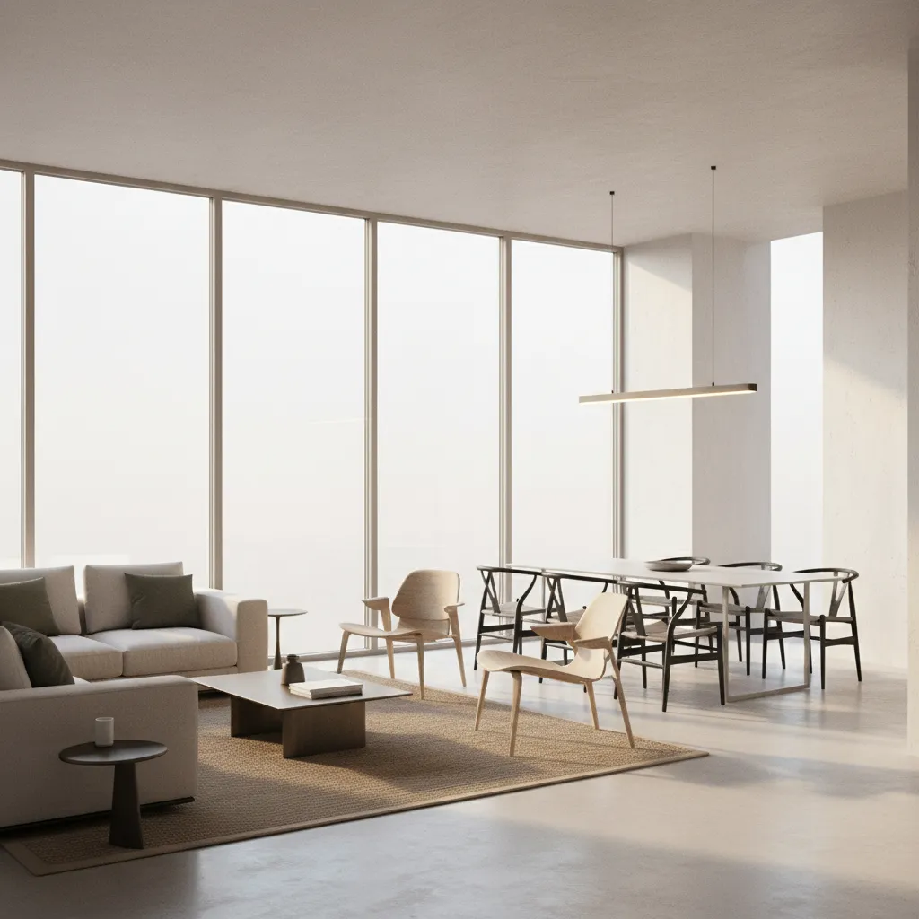 comparison style interior render lighting setup in modern apartment