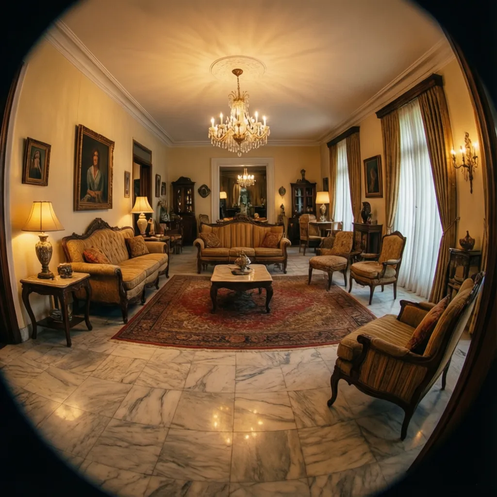 Interior residencial venezolano de los años 70 con materiales lujosos