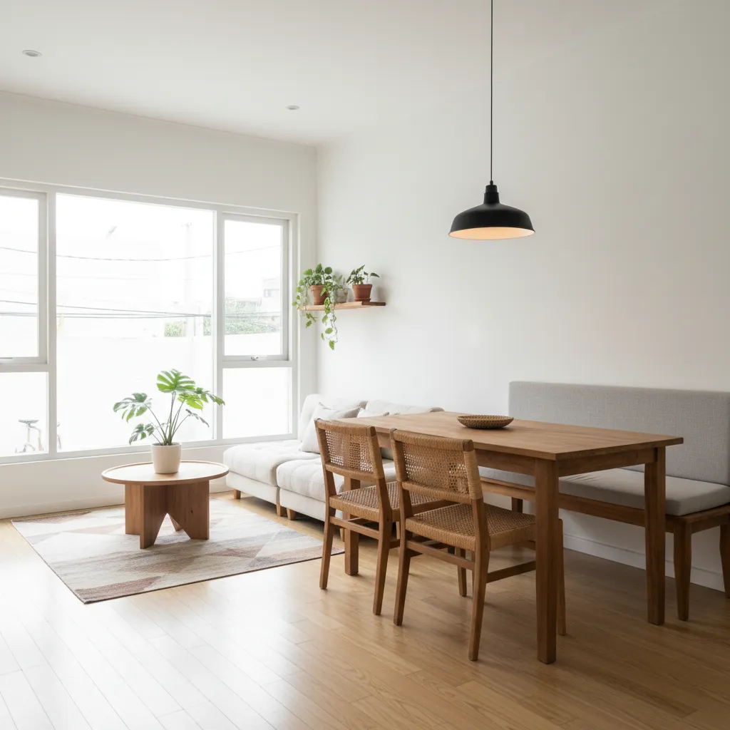Interior rumah kecil 6x10 dengan ruang keluarga minimalis