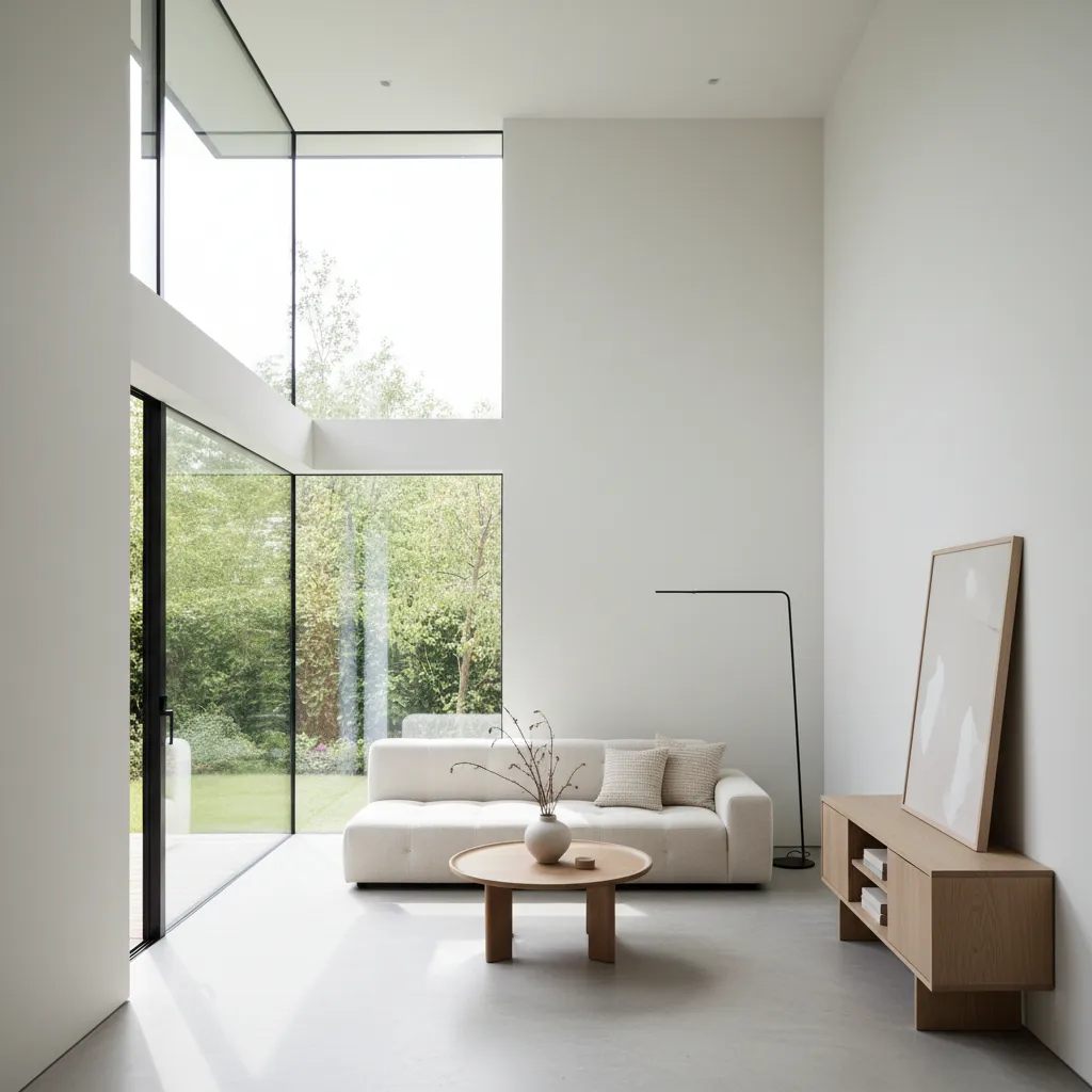 Interior rumah kecil dengan pencahayaan alami