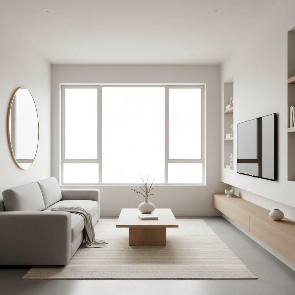 Interior rumah kecil dengan pencahayaan alami