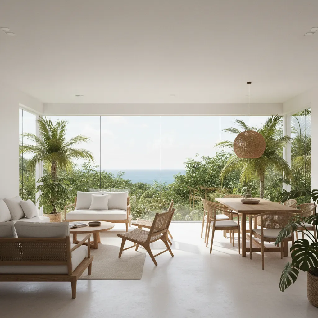 Interior rumah kecil dengan pencahayaan alami