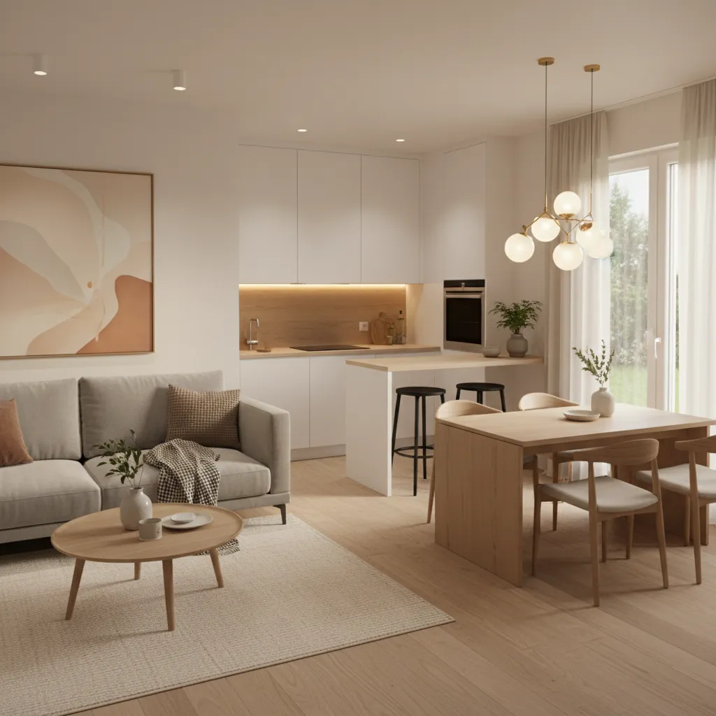 Interior rumah minimalis kecil dengan ruang terbuka