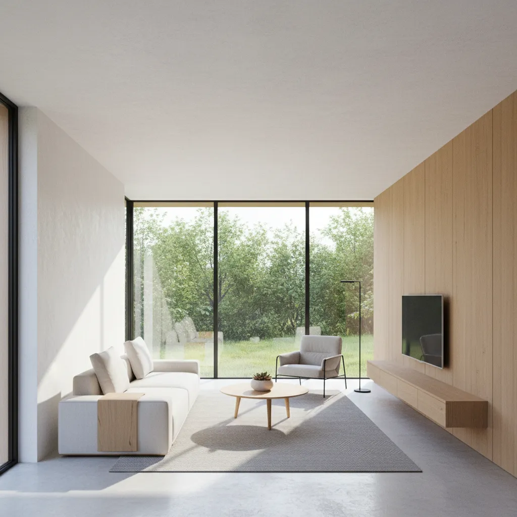 Interior rumah kecil dengan pencahayaan alami