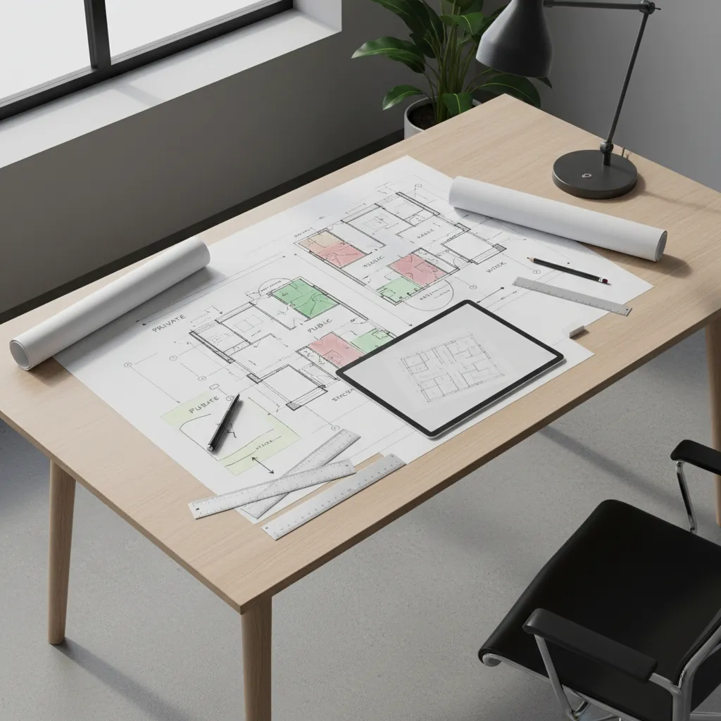 Interior layout showing spatial circulation paths and zoning