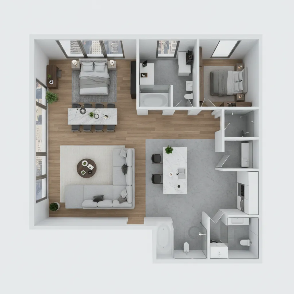 Planificación de distribución interior en un plano 3D