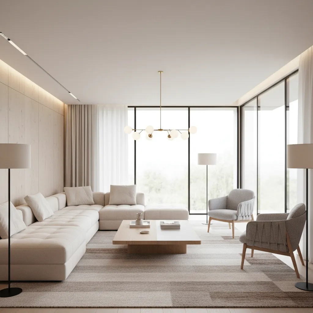 modern living room furniture layout demonstrating interior space planning