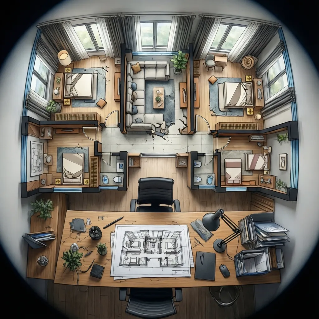 Plano de distribución interior con muebles organizados para optimizar circulación